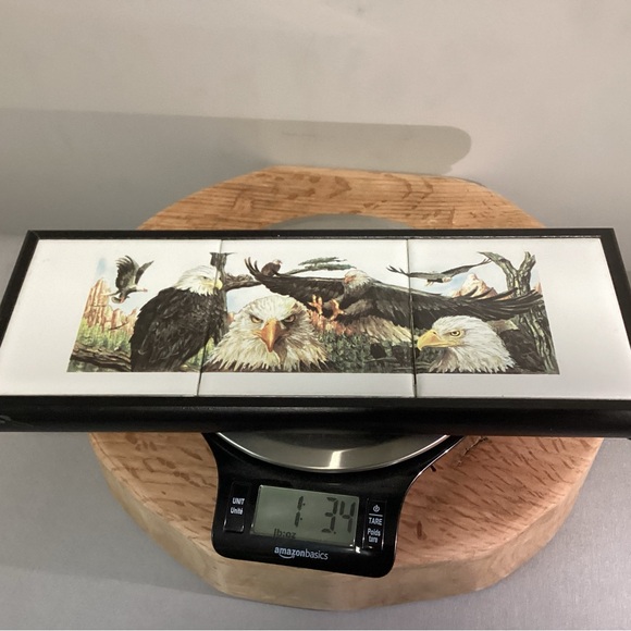 🔵 Vintage - Ceramic Tile & Wood Crafted Eagle Themed Trivet / Decor - Like New - Picture 11 of 11